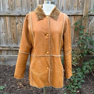 Vintage Tan Genuine Shearling Jacket Small